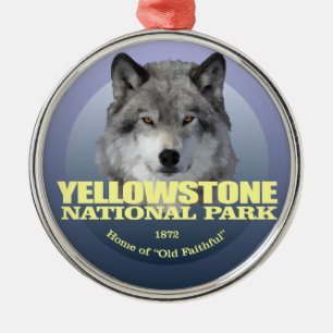 Yellowstone NP (Grey Wolf)2 WT Metal Ornament