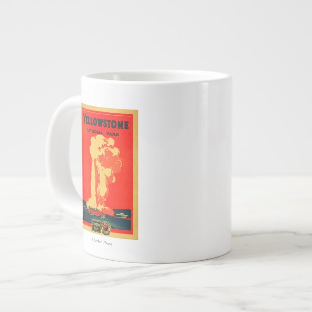 Yellowstone, Old Faithful Advertising Poster Large Coffee Mug (Front Left)