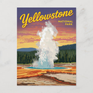 Yellowstone Old Faithful Geyser Postcard