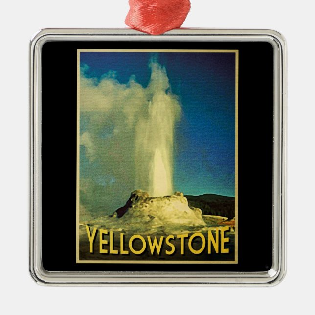 Yellowstone Old Faithful Metal Ornament (Front)