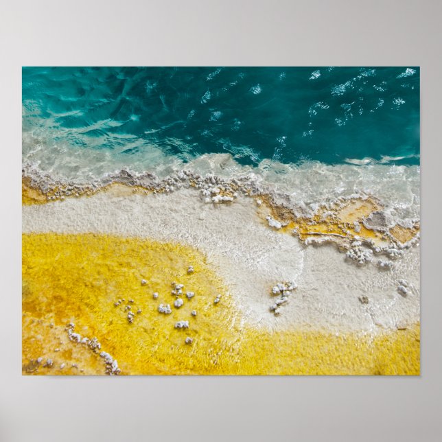 Yellowstone Park Abstract in Teal and Yellow Poster (Front)