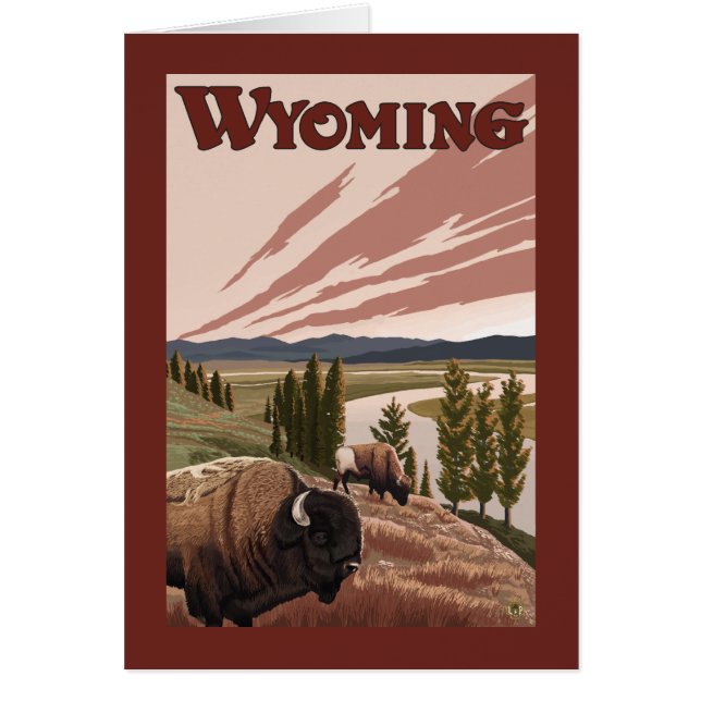 Yellowstone River Bison Vintage Travel Poster (Front)