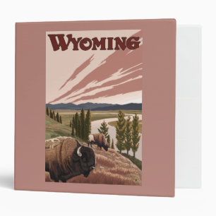 Yellowstone River Bison Vintage Travel Poster Binder