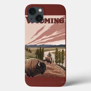 Yellowstone River Bison Vintage Travel Poster iPhone 13 Case