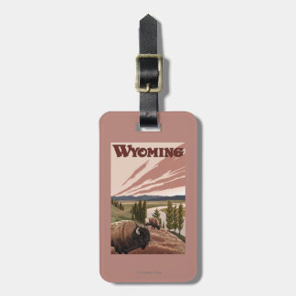 Yellowstone River Bison Vintage Travel Poster Luggage Tag