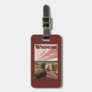 Yellowstone River Bison Vintage Travel Poster Luggage Tag