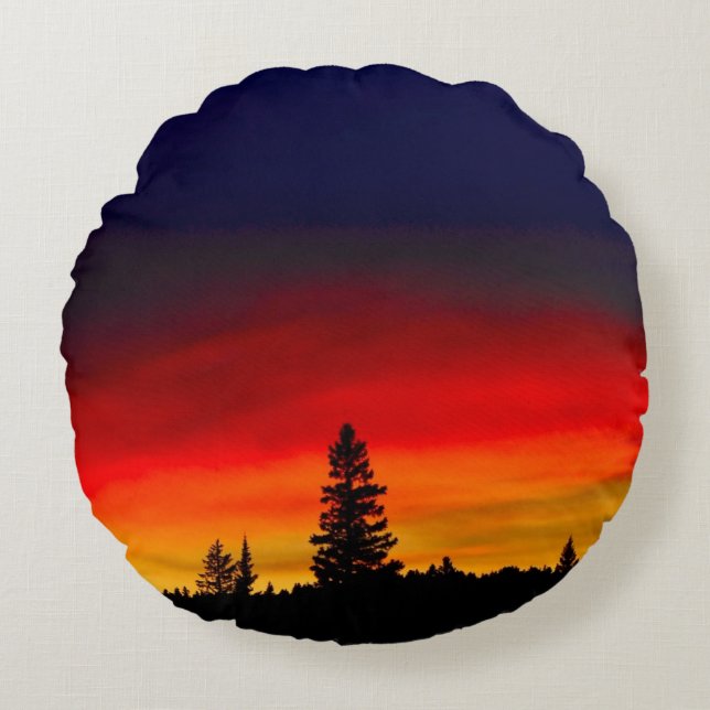 Yellowstone Sunset Round Pillow (Front)