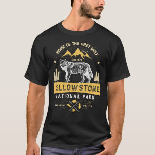 Yellowstone T shirt National Park Grey Wolf - Vint