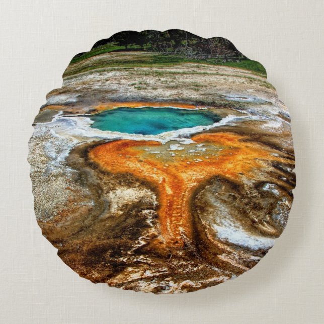 Yellowstone Thermal Pool Round Pillow (Front)