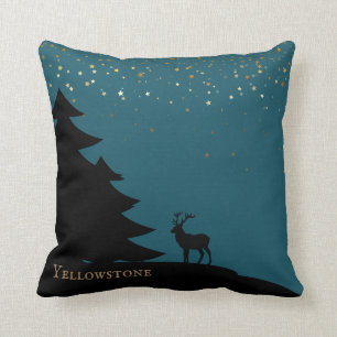 Yellowstone Throw Pillow Elk and Stars