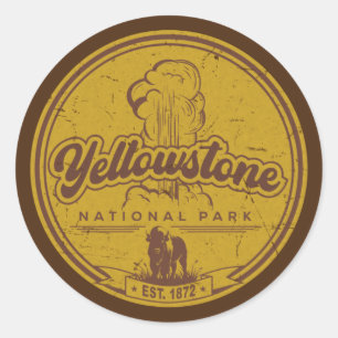 Yellowstone US National Park Bison Buffalo Vintage Classic Round Sticker