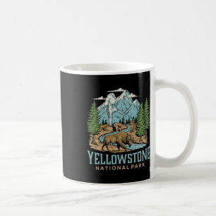 Yellowstone Us National Park Wolf Bison Bear Vinta Coffee Mug