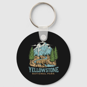Yellowstone Us National Park Wolf Bison Bear Vinta Keychain