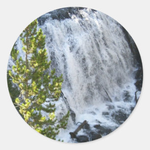 Yellowstone Waterfall Classic Round Sticker
