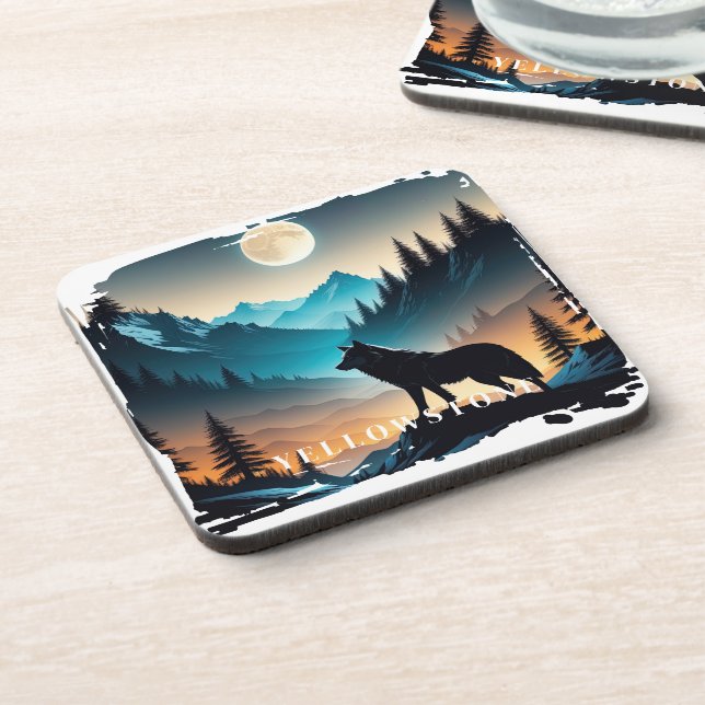 Yellowstone Wolf Beverage Coaster (Left Side)