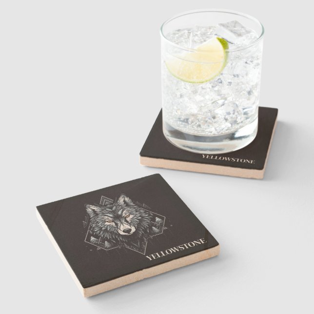 Yellowstone Wolf Sandstone Coaster (Side)
