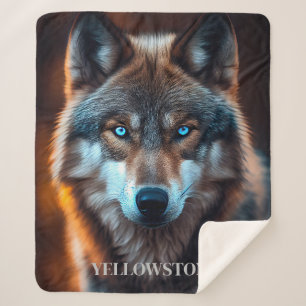 Yellowstone Wolf Sherpa Blanket Throw