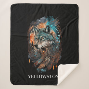 Yellowstone Wolf Sherpa Blanket Throw