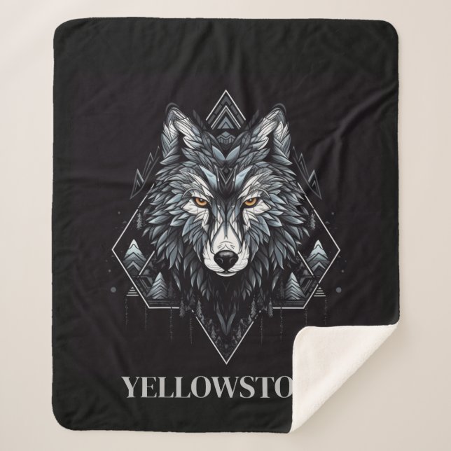Yellowstone Wolf Sherpa Blanket Throw (Front)