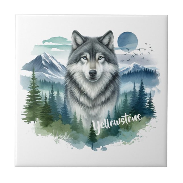 Yellowstone Wolf Tile (Front)