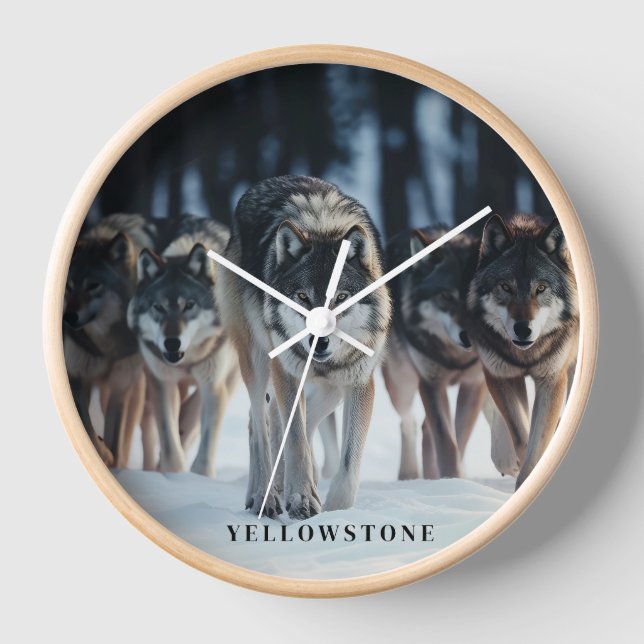 Yellowstone Wolves Clock (Front)