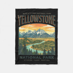 Yellowstone Wyoming National Parks Outdoors Nature Fleece Blanket