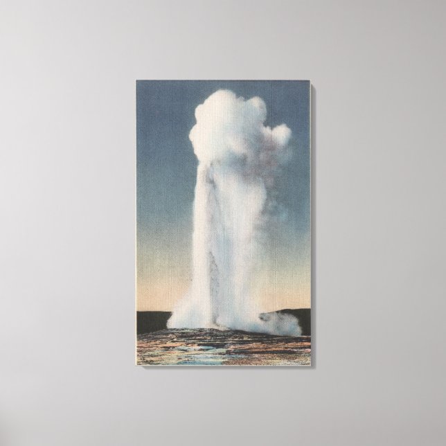Yellowstone, WYView of Old Faithful Erupting Canvas Print (Front)