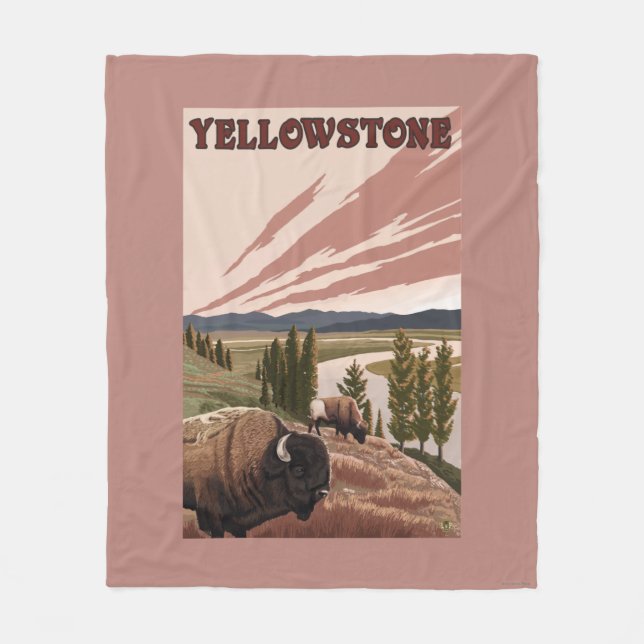 YellowstoneBison Scene Fleece Blanket (Front)