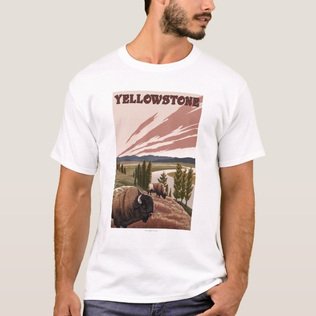 YellowstoneBison Scene T-Shirt (Front)