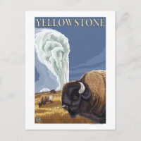 YellowstoneBison with Old Faithful