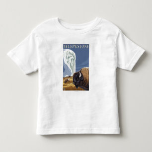 YellowstoneBison with Old Faithful Toddler T-shirt