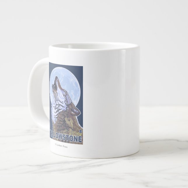YellowstoneHowling Wolf Large Coffee Mug (Front Left)