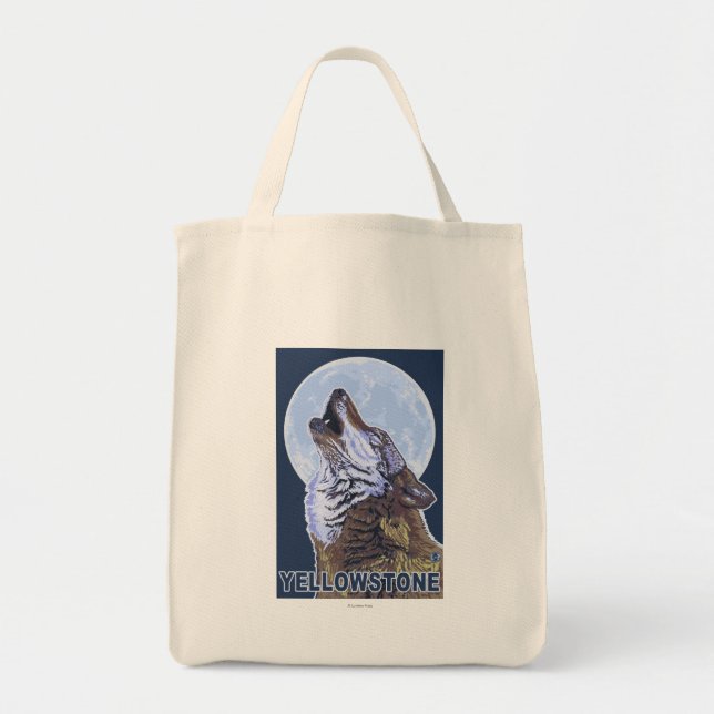 YellowstoneHowling Wolf Tote Bag (Front)