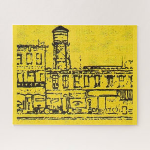 Yellowville houses and homes and water tower jigsaw puzzle
