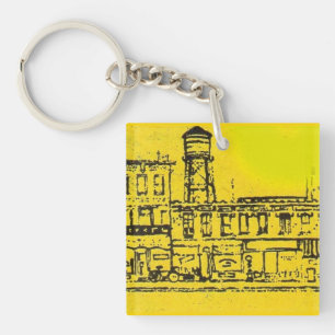 Yellowville houses and homes and water tower keychain