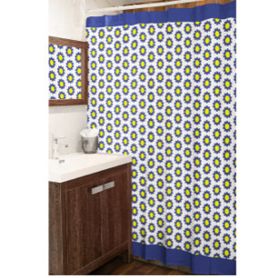 Yelow and Blue Floral Shower Curtain