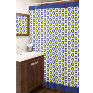Yelow and Blue Floral Shower Curtain