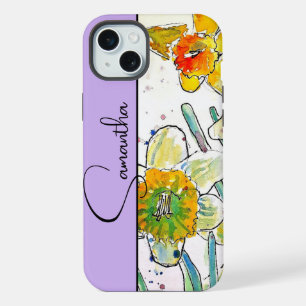Yelow Daffodil Watercolor Daffodils Floral Flower iPhone 15 Plus Case