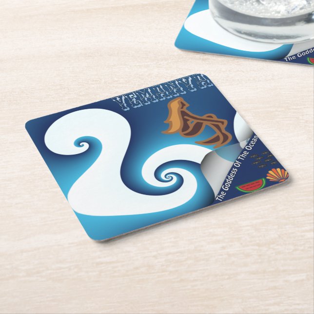 Yemanya Goddess Of The Ocean Square Paper Coaster (Angled)