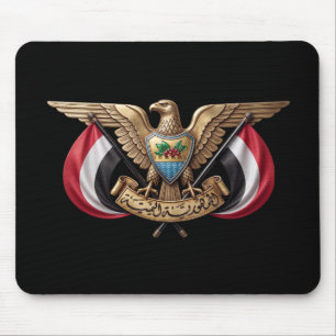 Yemen country coat arms symbol emblem flag hawk mouse pad