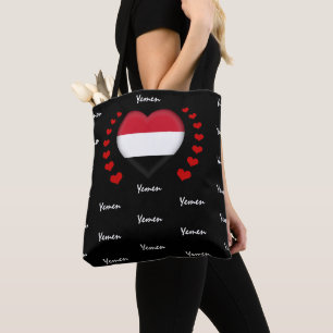 Yemen Flag & Heart, Yemen Flag fashion /sport Tote Bag