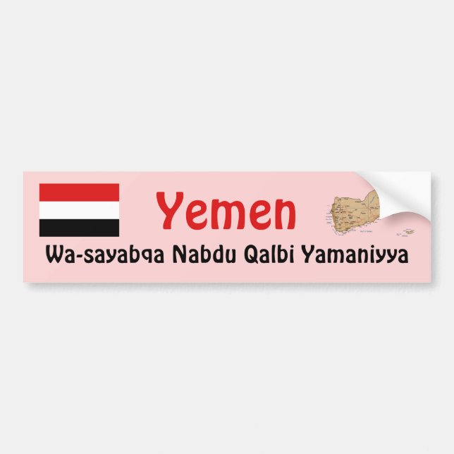 Yemen Flag + Map Bumper Sticker (Front)