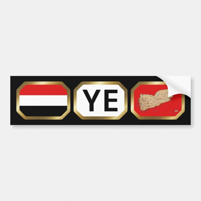 Yemen Flag Map Code Bumper Sticker (Front)