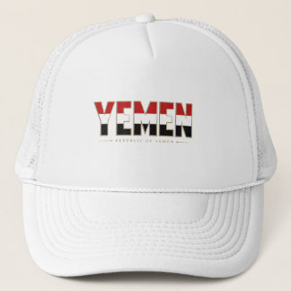 Yemen National Flag Typography Trucker Hat