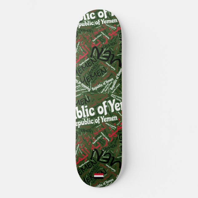 Yemen National Pride Wordcloud Skateboard (Front)