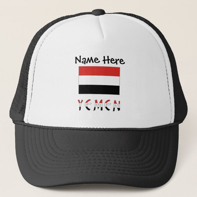Yemen Yemeni Flag Personalized  Trucker Hat (Front)