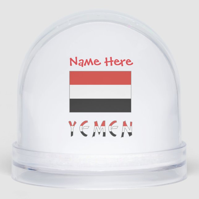 Yemen Yemeni Flag Red Personalized  Snowglobe (Front)
