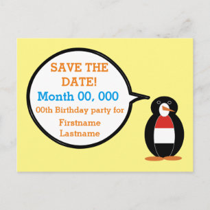 Yemeni Talking Ms. Penguin Personalized Announcement Postcard
