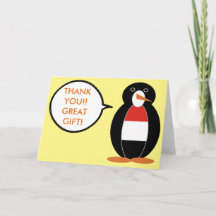 Yemeni Talking Ms. Penguin Personalized Thank You Card