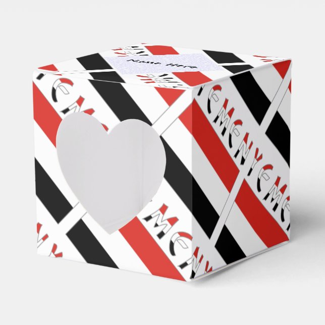 Yemeni Yemeni Flag Tiled Black Personalization  Favor Box (Front Side)